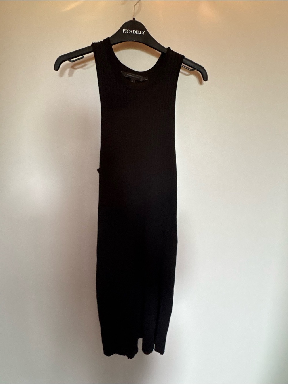 BCBG Max Azria Black Ribbed Midi Dress